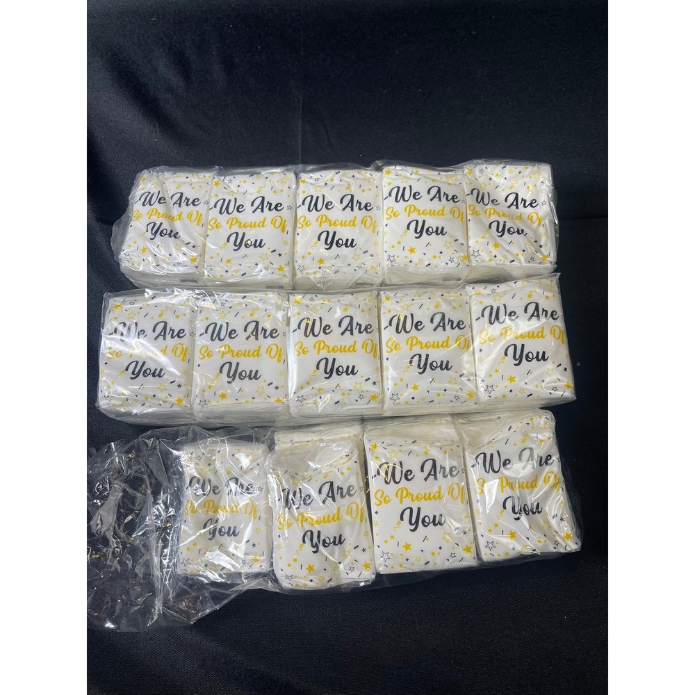 We Are So Proud Of You Pocket Napkins 14 Pack Graduation Party Favors Gold Black